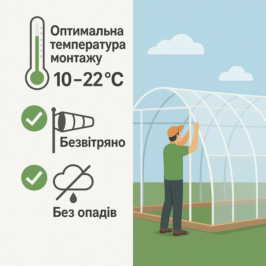 Оптимальна температура для монтажних робіт теплиці